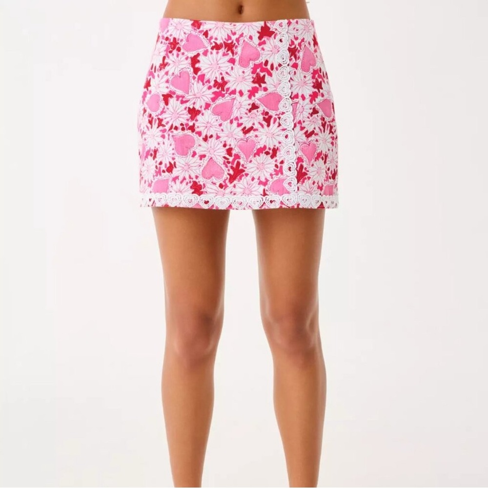 New Lilly Pulitzer Michelina Mini Skort - Vault Print 1977 Coconut Dear Heart - Picture 3 of 10